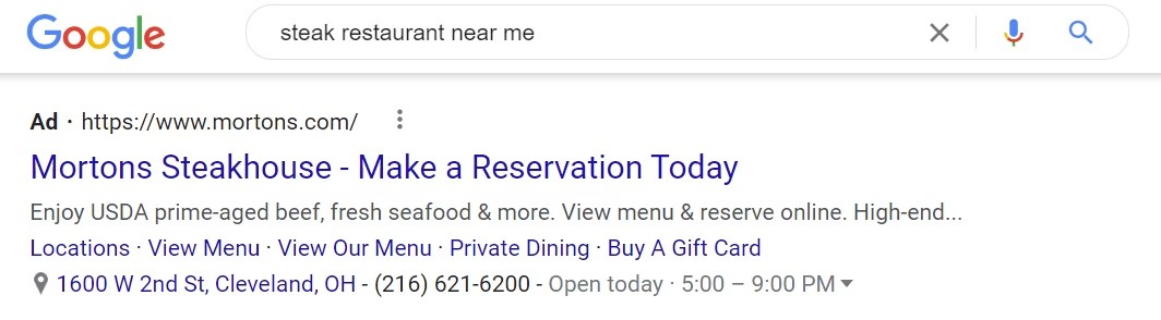 Google ad example